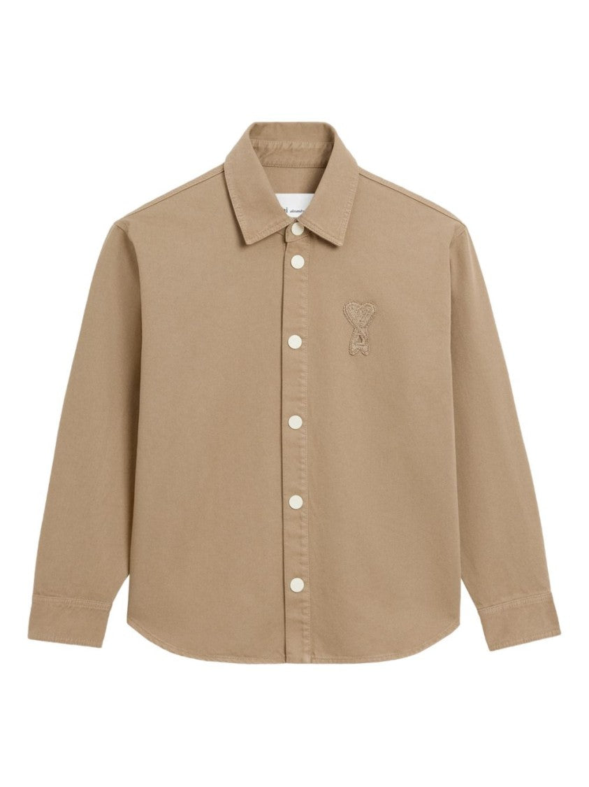 Ami Paris White Embroidered Logo Cotton Shirt