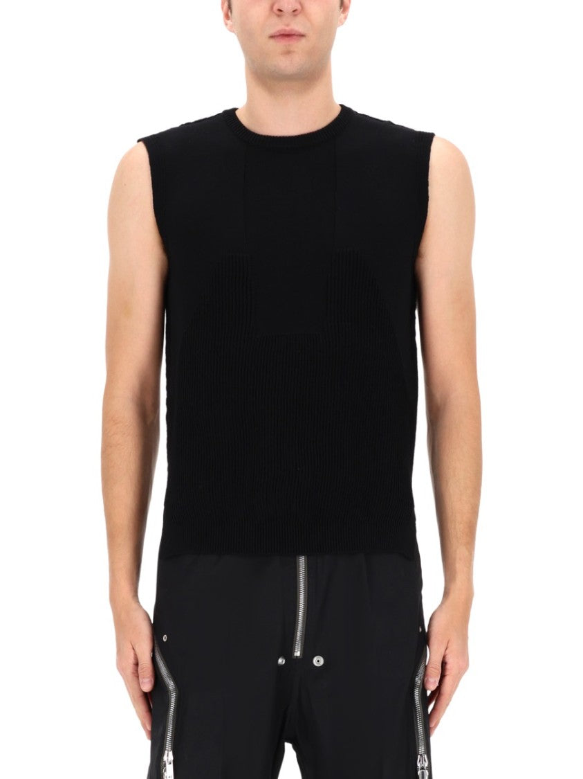 Rick Owens Neutrals Sleeveless Ribbed New Wool Tank Top
