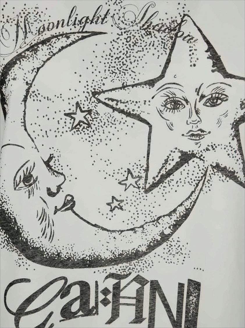 Ganni Relaxed Fit Long Sleeve Shirt With Mystical Graphic Prints