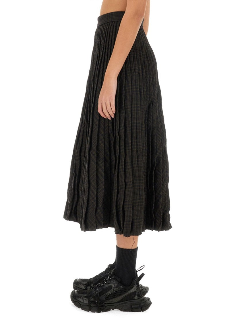 Balenciaga Pleated Wool Skirt With Structured Silhouette
