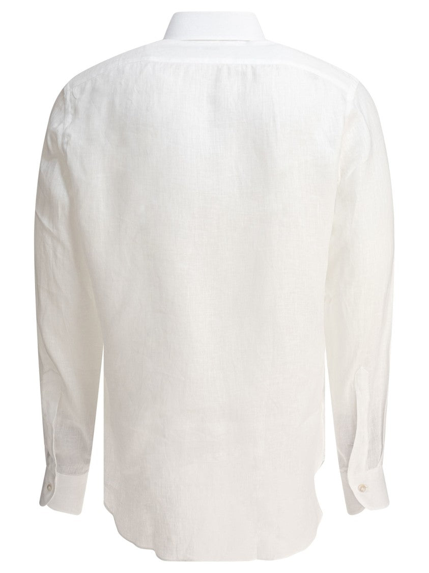 Borriello White Linen Long-Sleeve Shirt