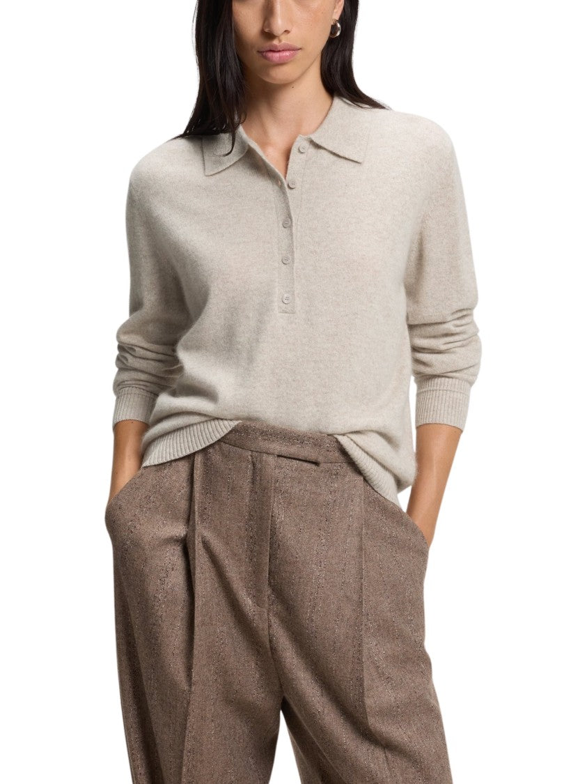 Boss Cashmere Polo Buttoned Placket Sweater