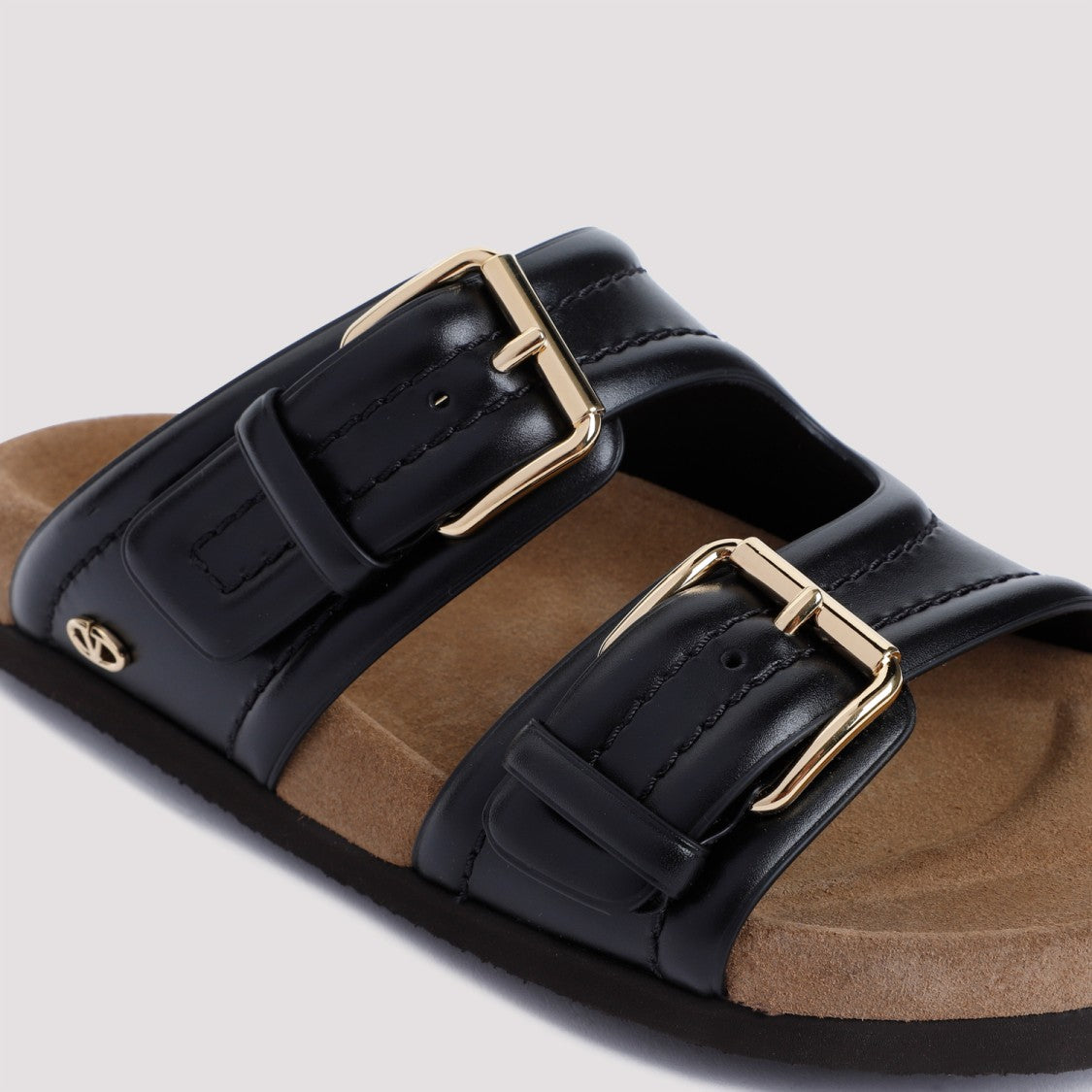 Valentino Fussfriend Slide Black Calf Leather Sandals