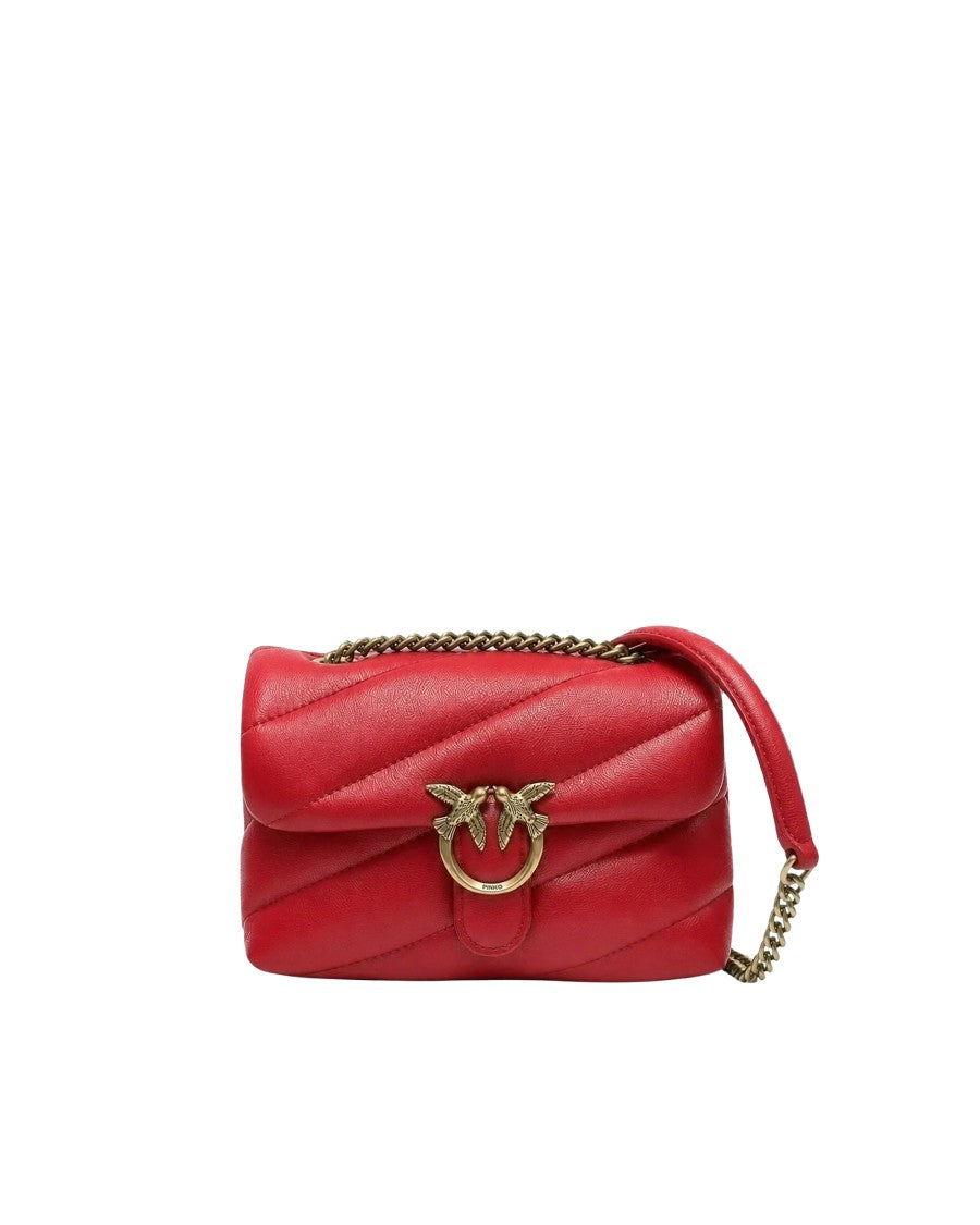 Pinko Red Quilted Leather Love Puff Shoulder Bag