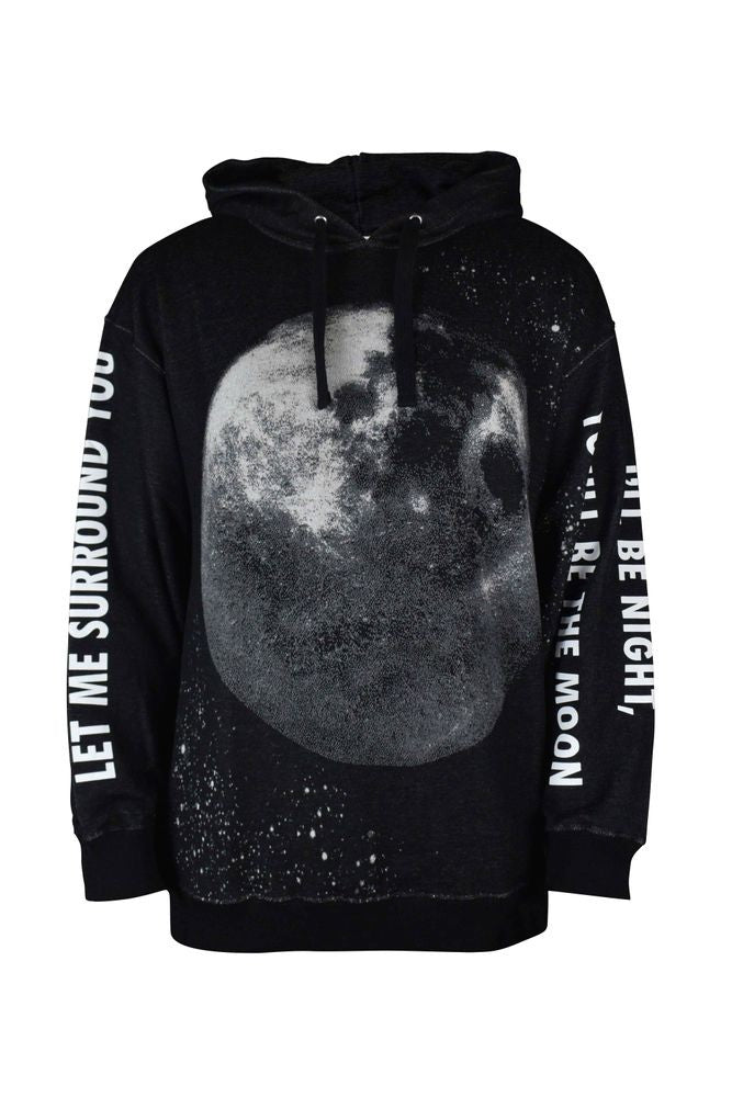 Valentino Garavani Moon Print Oversized Hoodie With Ribbed Hems