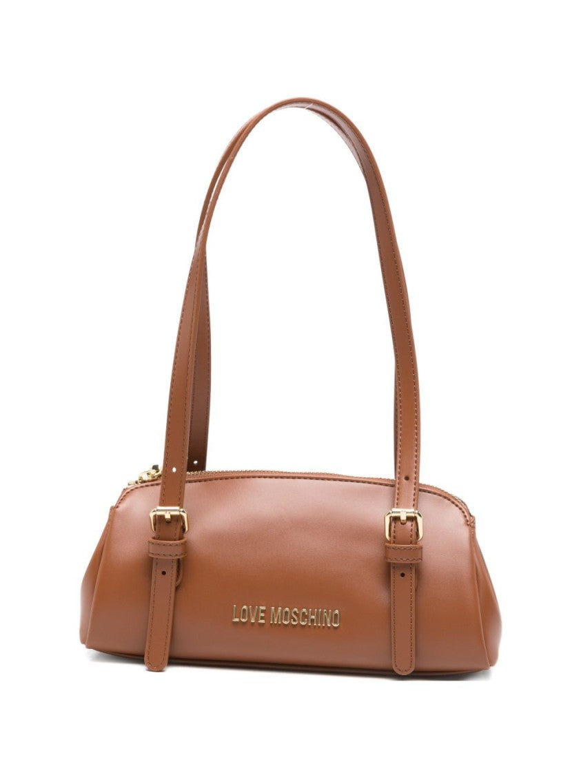 Love Moschino Structured Brown Shoulder Bag With Gold-Tone Accents