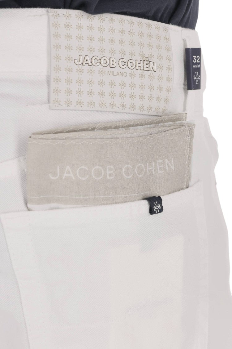 Jacob Cohen Edo Fit White Cotton Diagonal Chinos