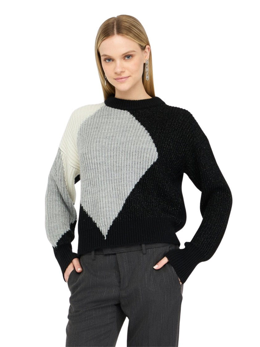 Liu Jo Color-Blocked Geometric Knit Sweater