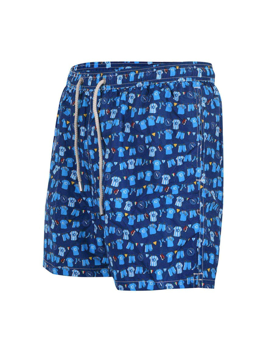 Mc2 Saint Barth Blue Fantasy Cotton Swim Shorts