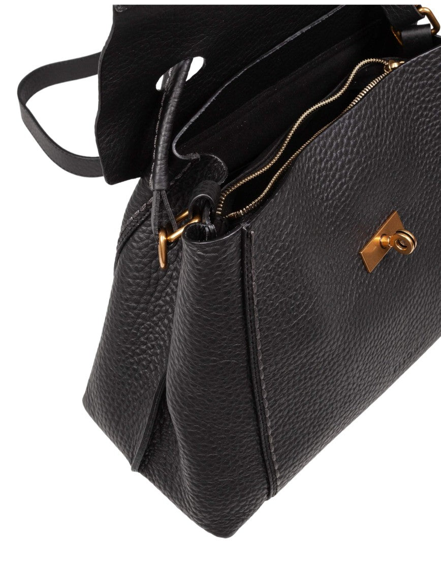 Visona 21571 Leather Handbag, Black