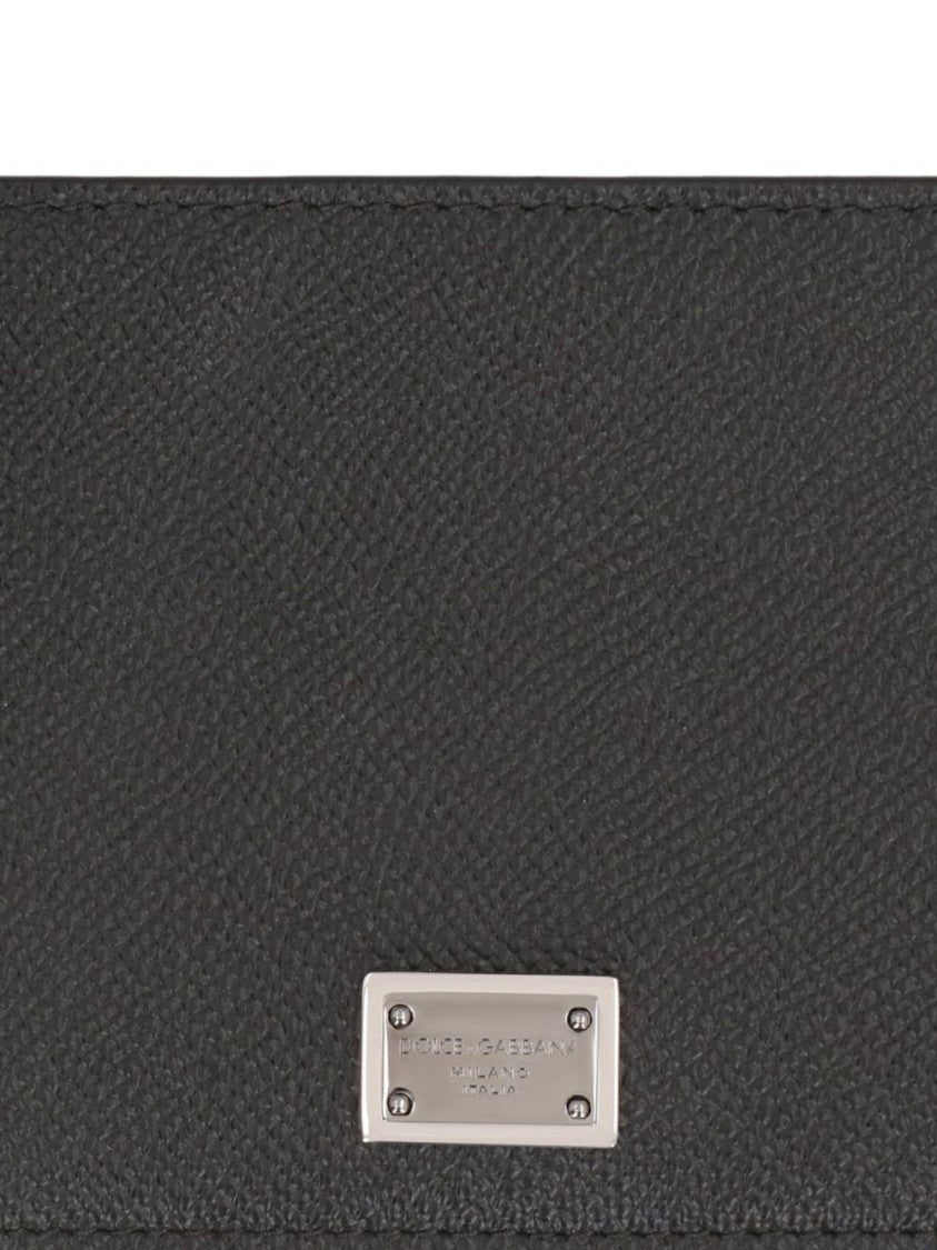 Dolce & Gabbana Bifold Wallet In Black Dauphine Calf Leather