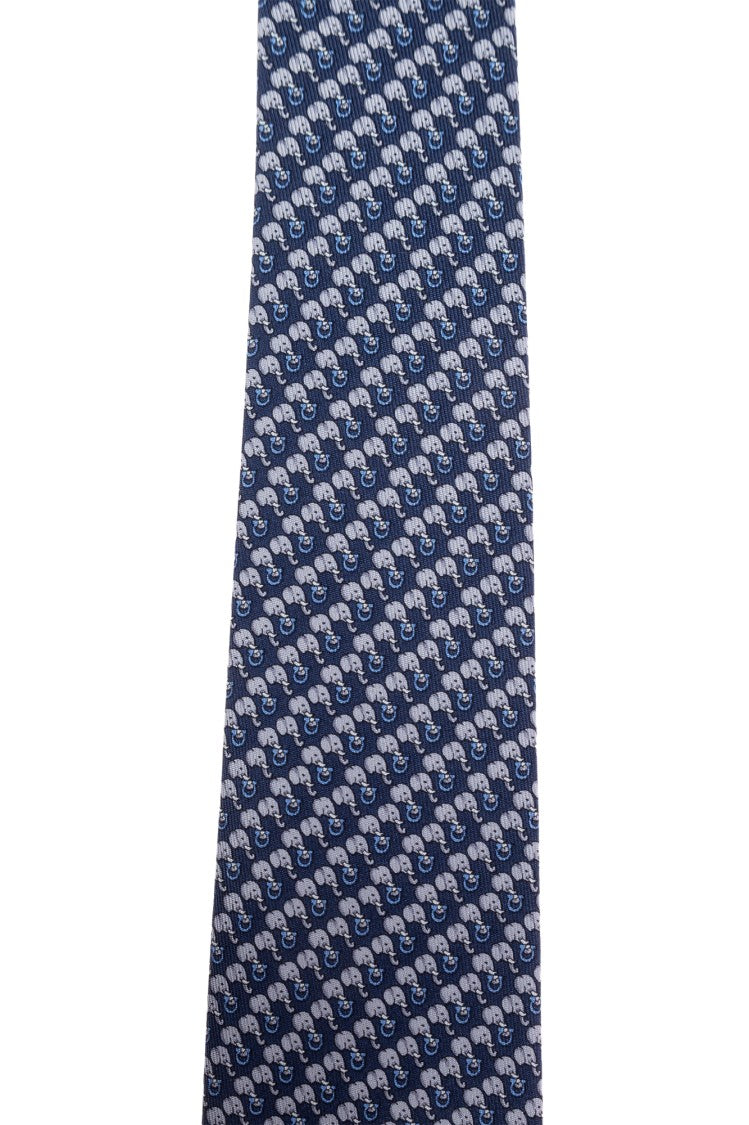 Ferragamo Handcrafted Navy Silk Tie