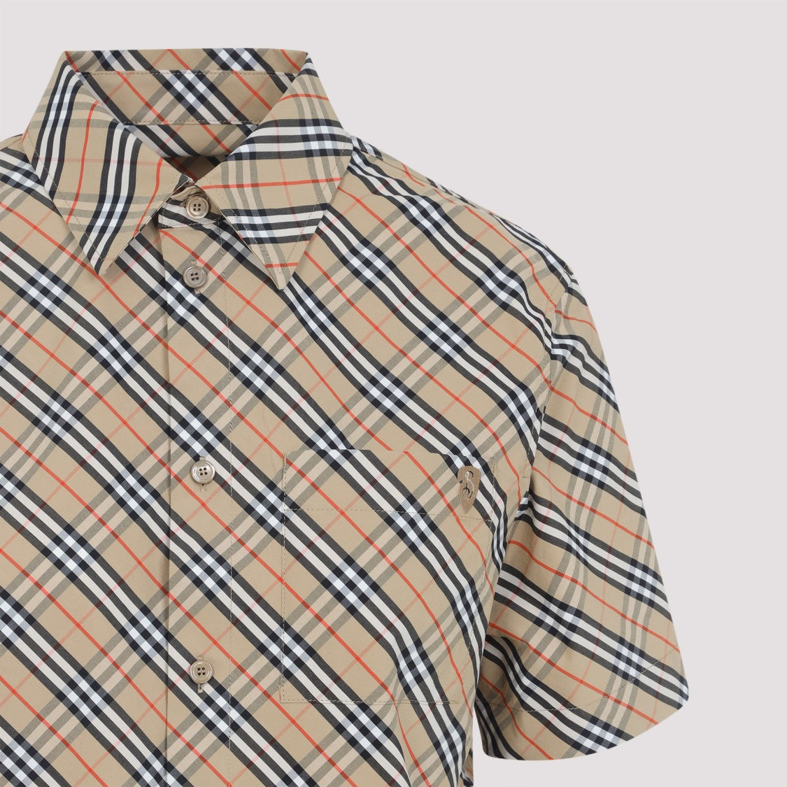 Burberry Short-Sleeved Plaid Shirt With Structured Collar