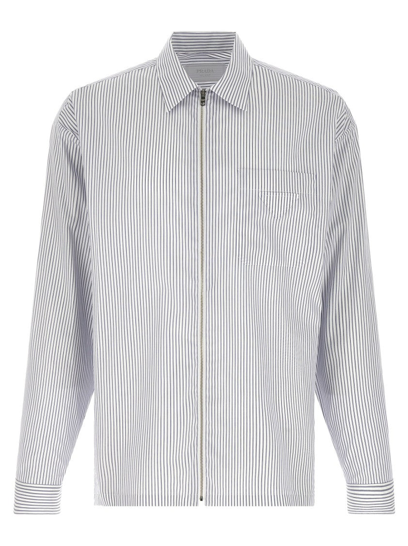 Prada Zip Striped Shirt