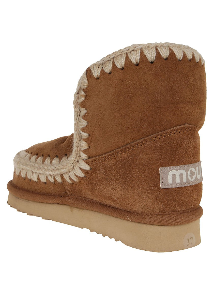 Mou Crochet Stitch Sheepskin Ankle Boots