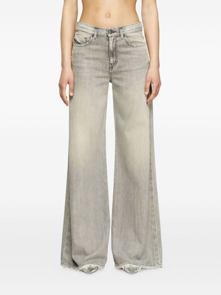 Diesel High-Waisted Wide-Leg Jeans With Faded Finish