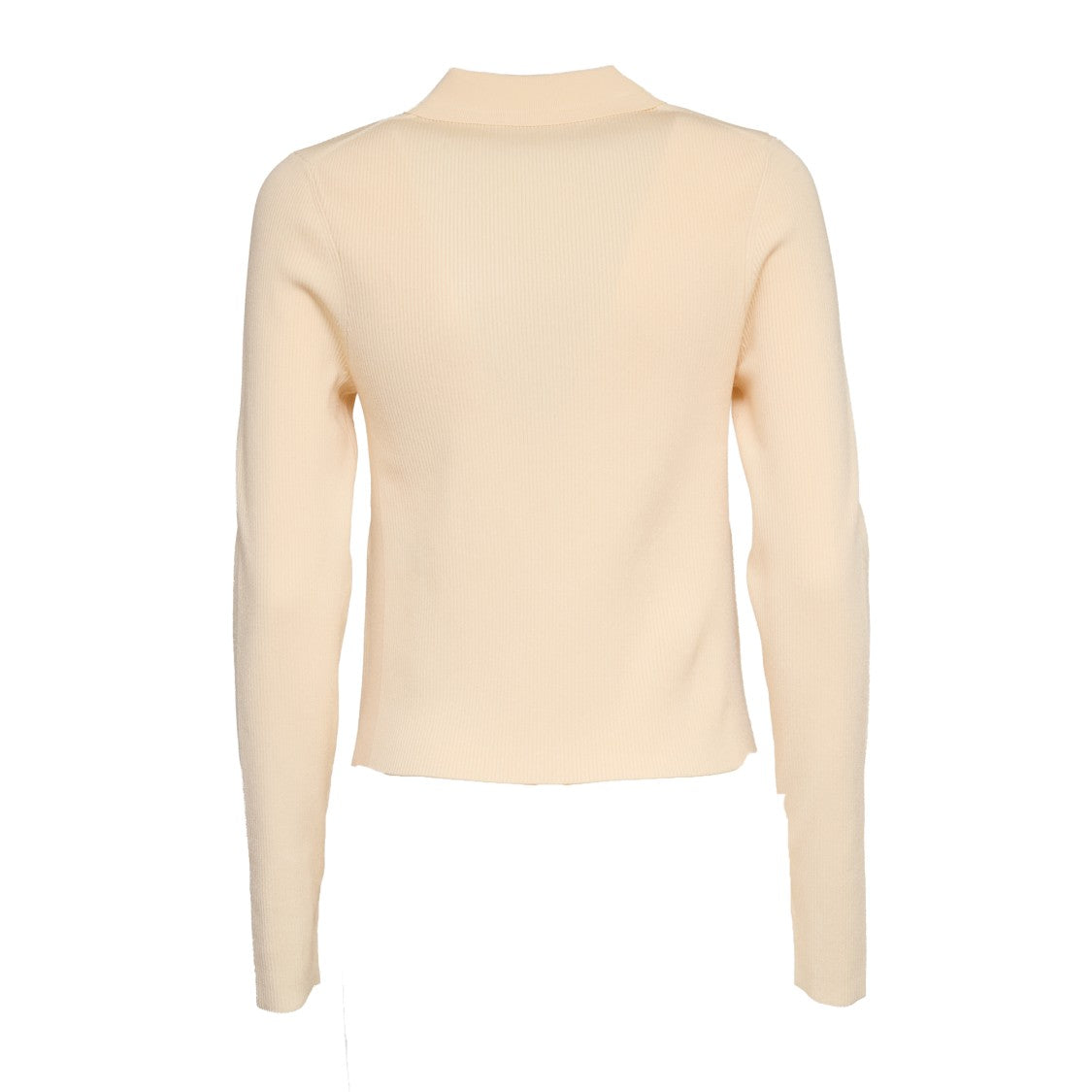 Victoria Beckham Mila Zipped Ribbed Long Sleeve Polo Shirt