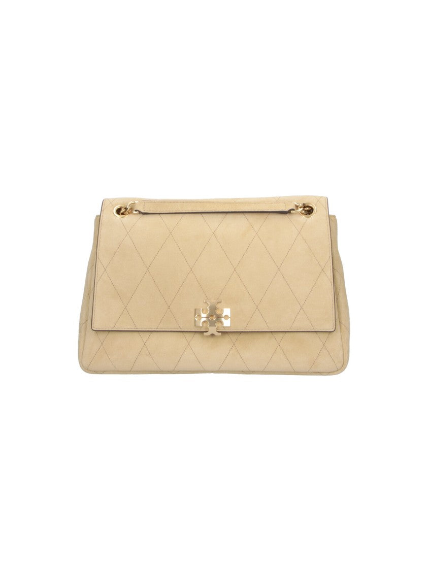 Tory Burch Quilted Handbag With Metallic Logo Clasp