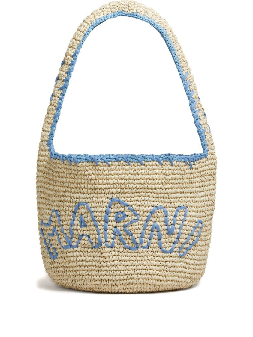 Marni Natural Woven Paper Shoulder Bag