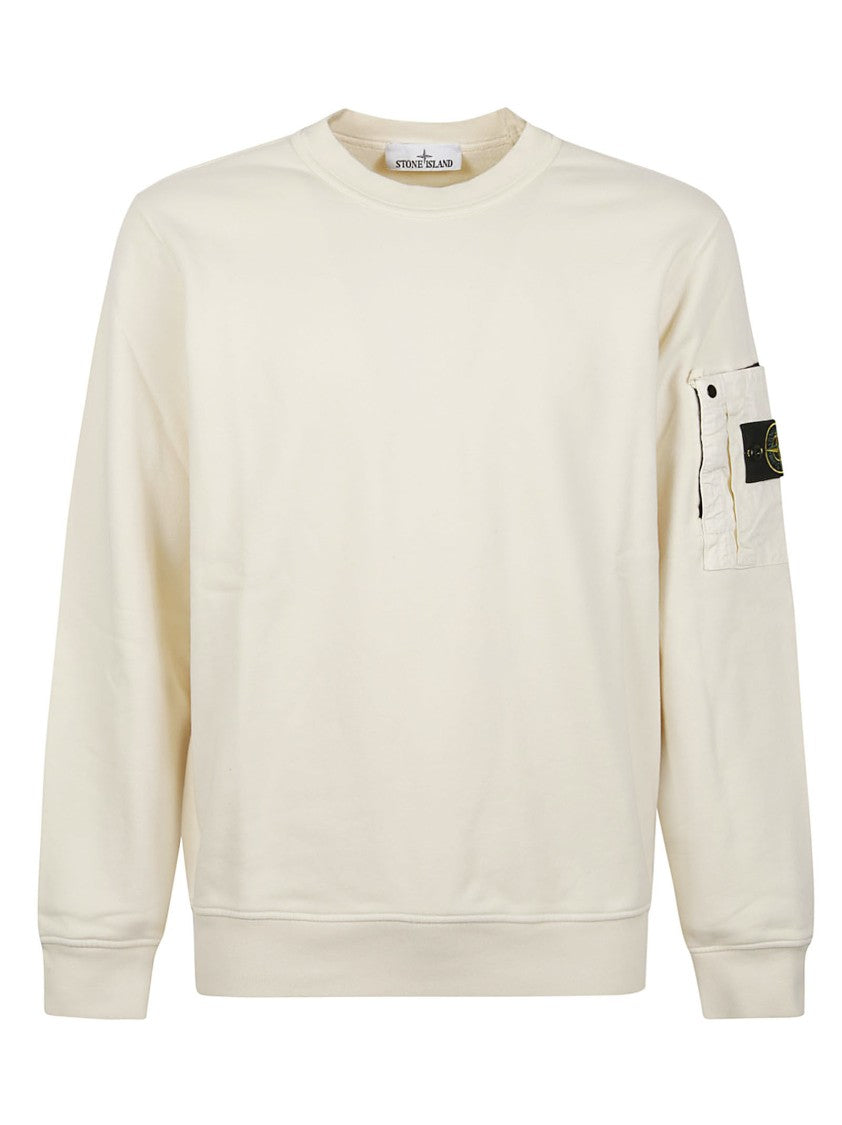 Stone Island Light Beige Logo Cotton Sweatshirt