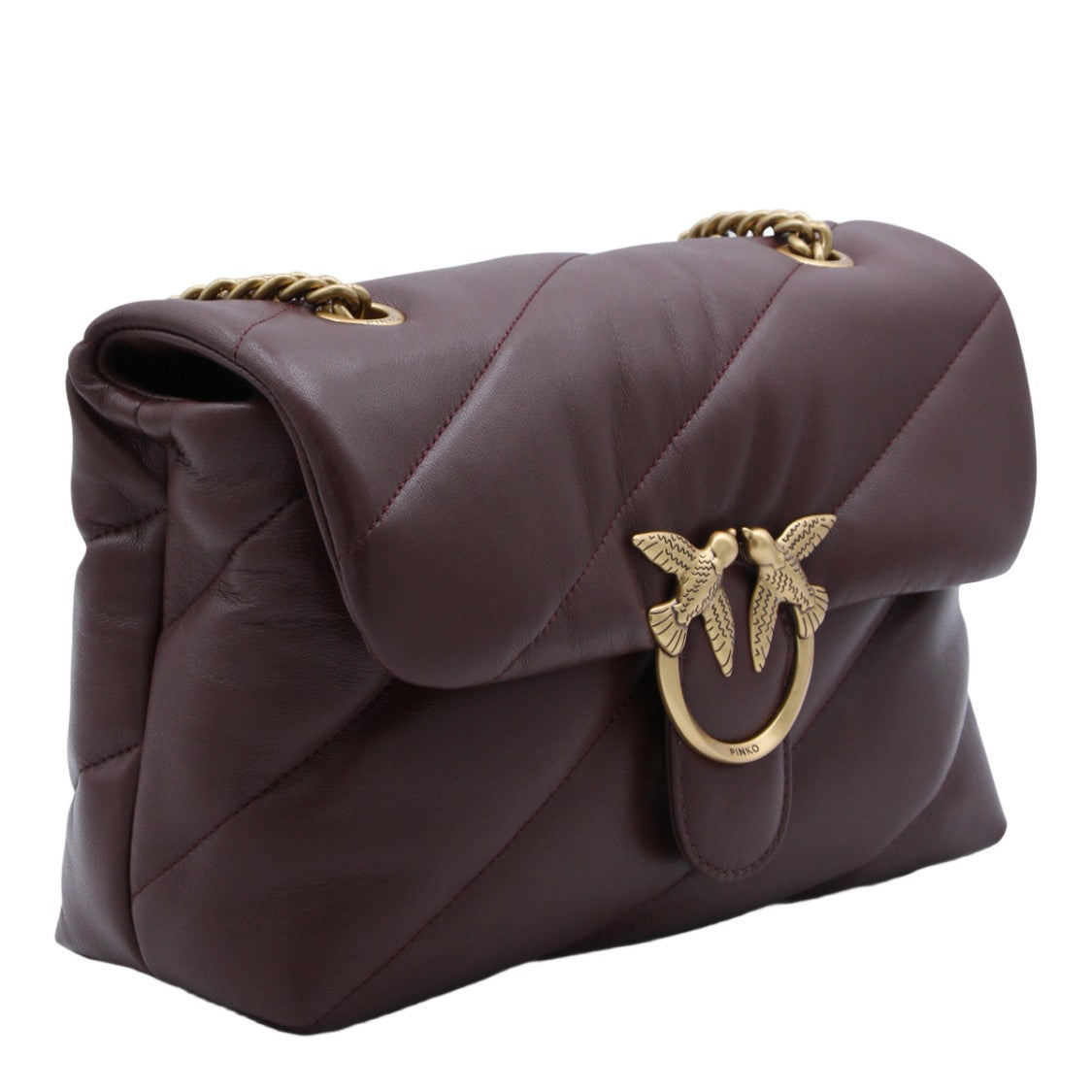 Pinko Quilted Purple Bag With Gold-Tone Bird Clasp