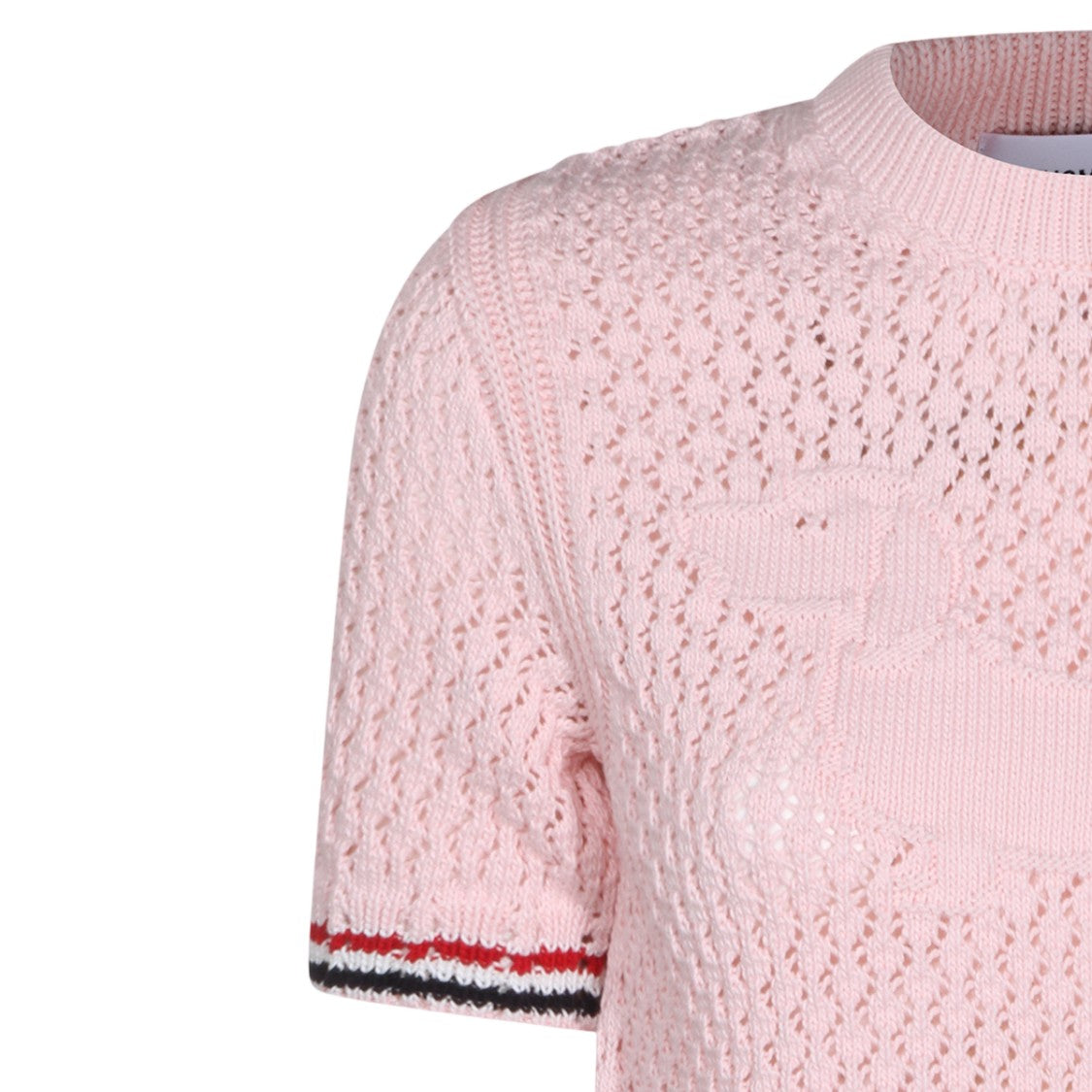 Thom Browne Short-Sleeved Light Pink Knitted Sweater