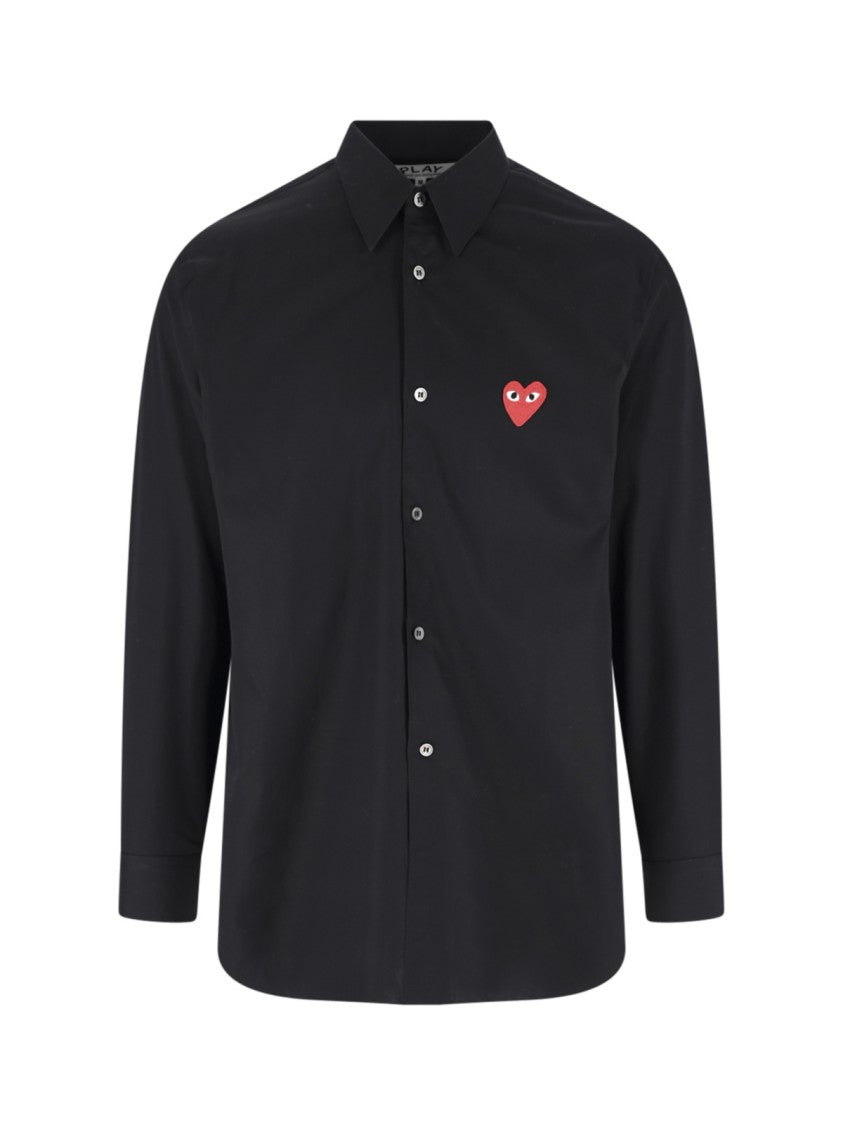 Comme Des Garçons Black Heart Patch Cotton Button-Up Shirt