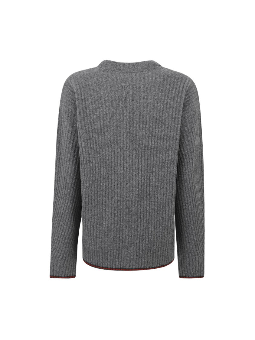 Gucci Ribbed Knit Oversized Cardigan With Deep V-Neck