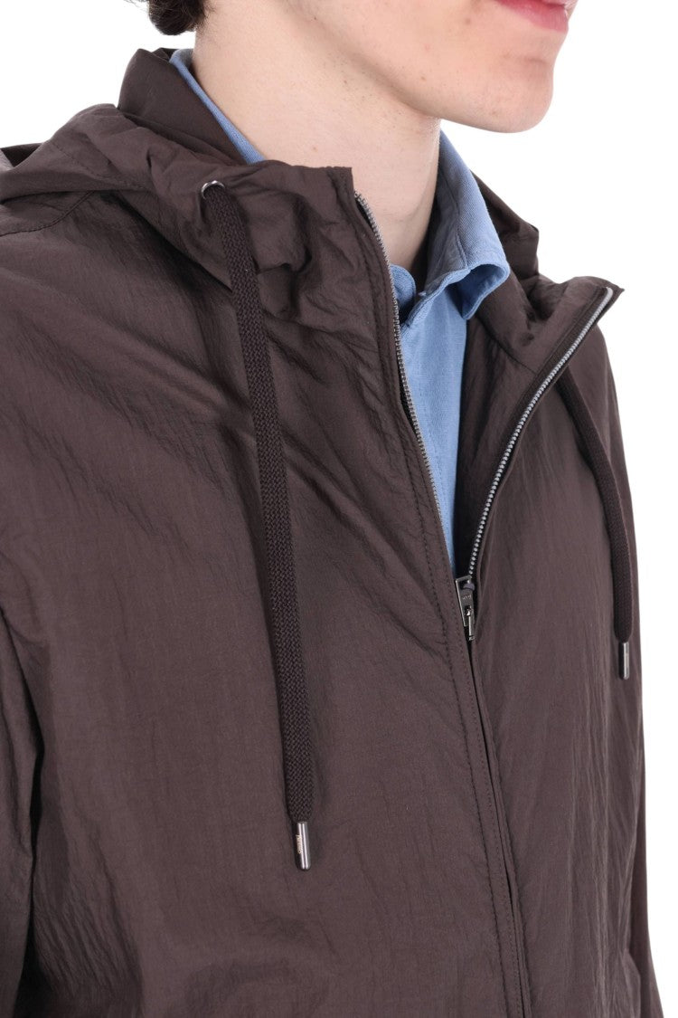 Herno Brown Superlight Embossed Nylon Bomber Jacket