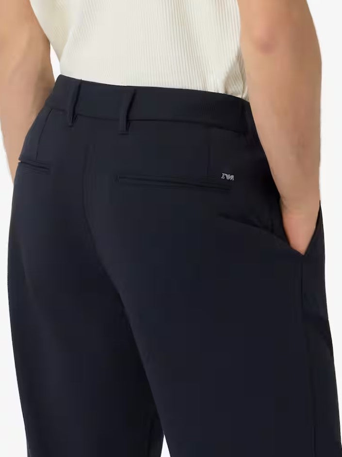 Emporio Armani Waffle-Effect Woven Trousers With Tailored Structure