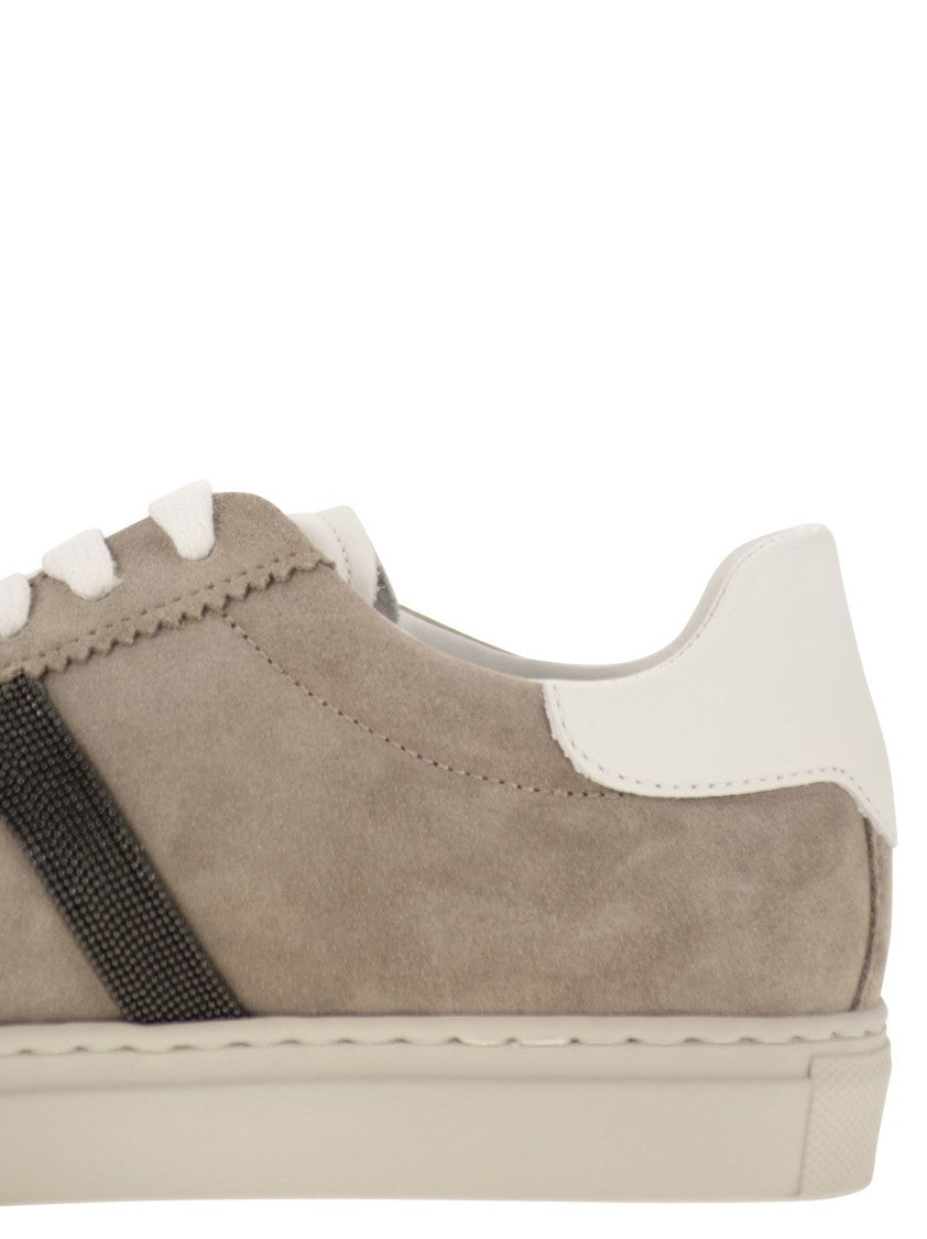 Brunello Cucinelli Suede Trainers With Precious Detailing
