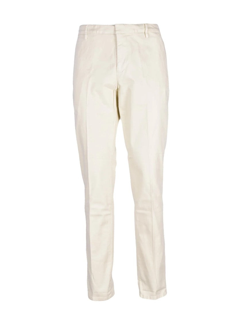 Dondup Tailored White Dondup Gaubert Trousers With Flexible Fit