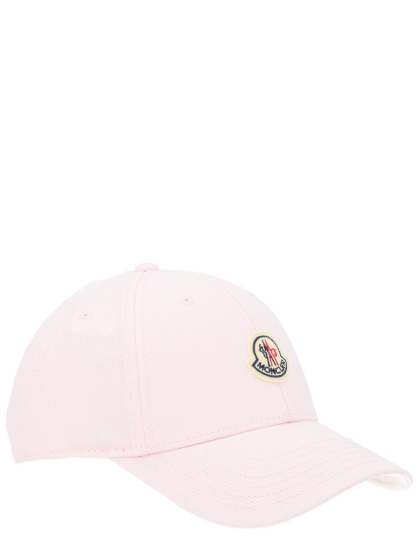 Moncler Pastel Pink Embroidered Logo Cotton Cap