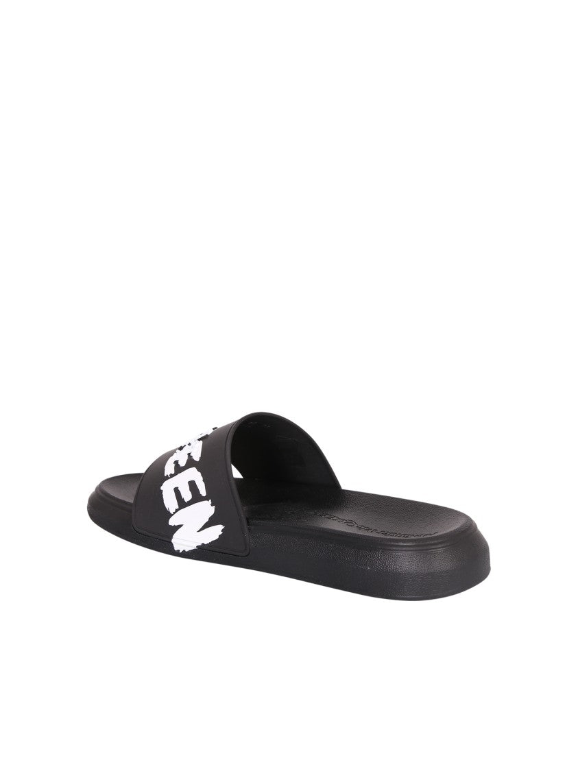 Alexander Mcqueen Black Slide Sandals