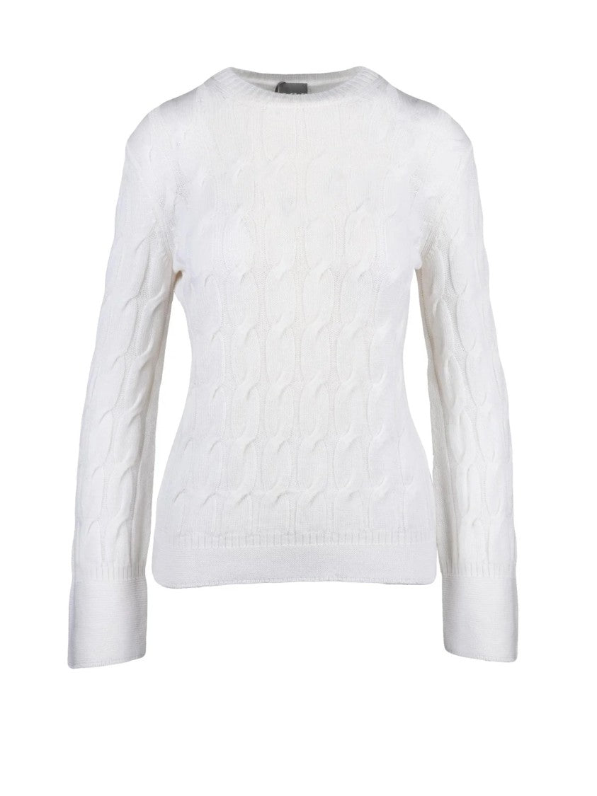 Mm By Max Mara Crew Neck Pullover With Textured Cable Knit In Virgin Wool