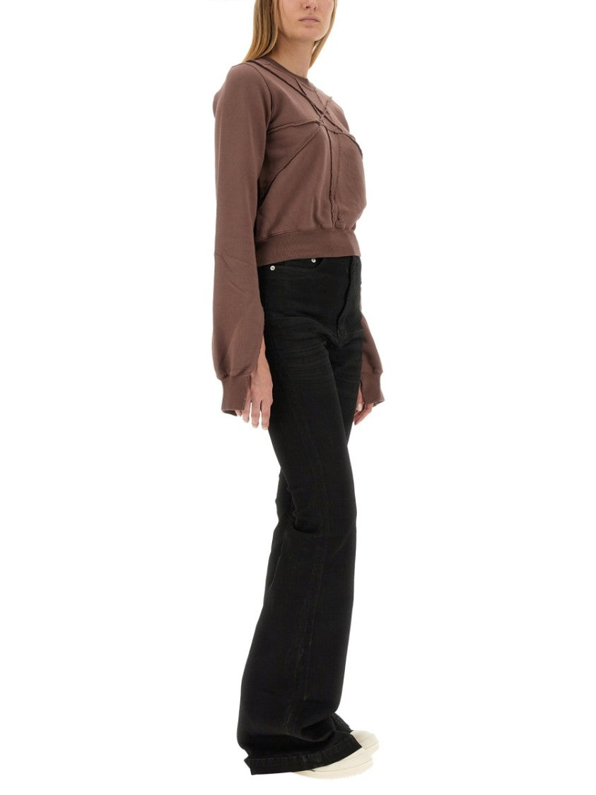 Drkshdw By Rick Owens Cropped Sweatshirt With Flared Sleeves