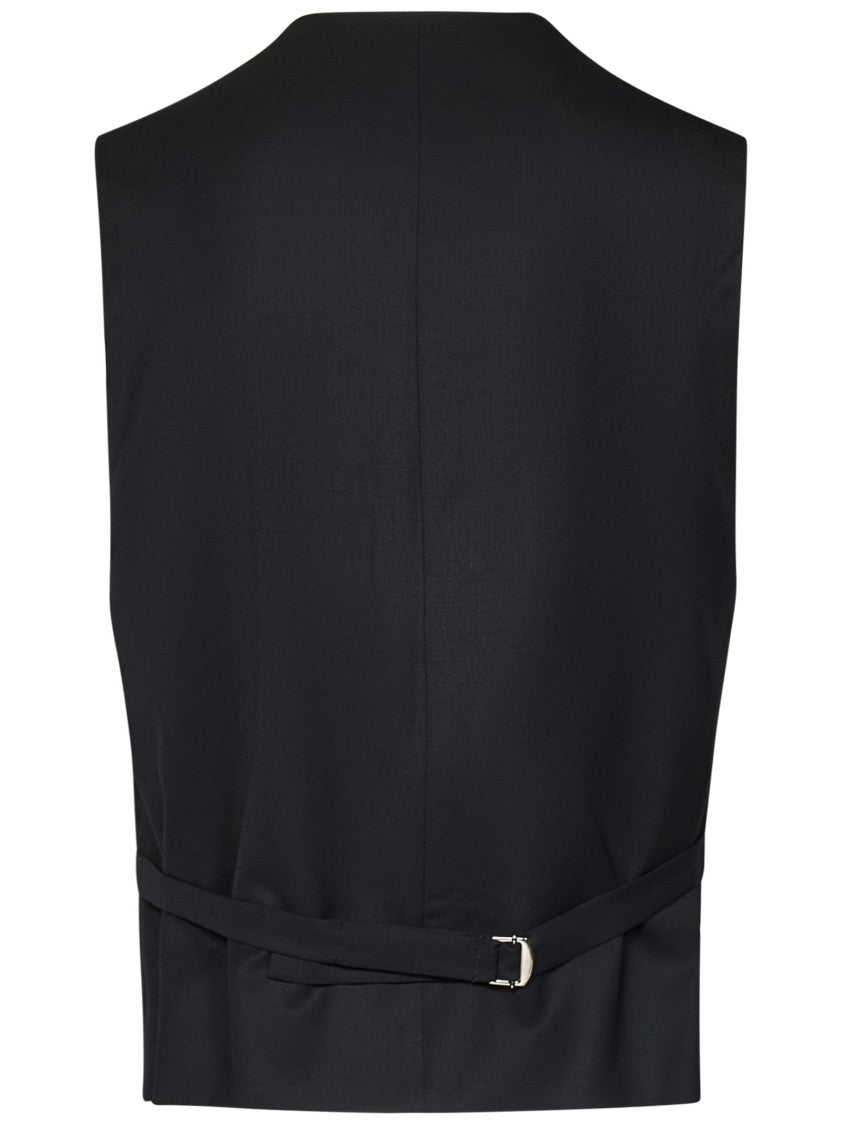 Franzese Collection Double-Breasted Waistcoat In Black Vitale Barberis Canonico Fabric