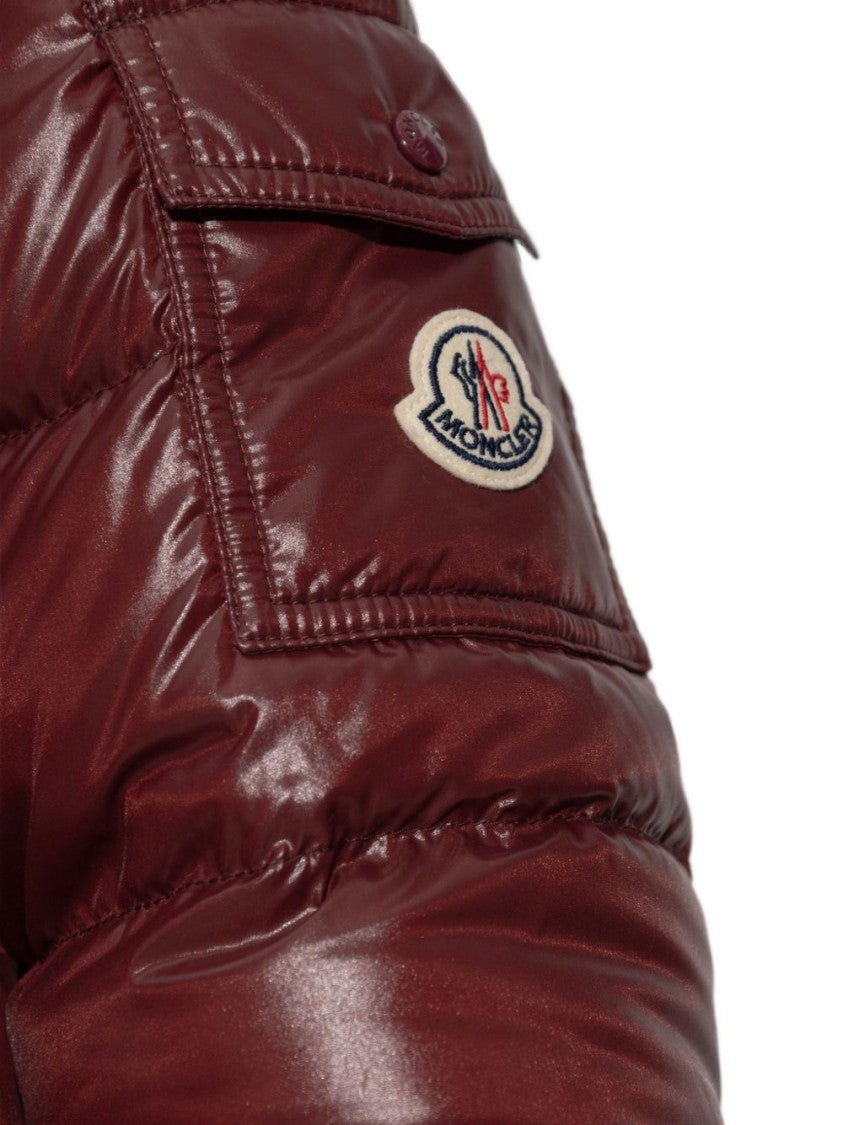 Moncler Burgundy Glossy Quilted Hooded Jacket