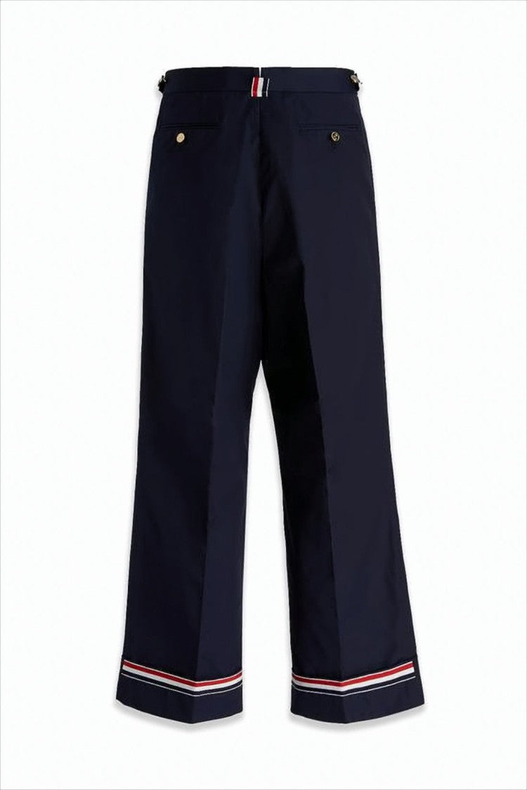 Thom Browne Tailored Navy Straight-Leg Pants With Cuffed Hems
