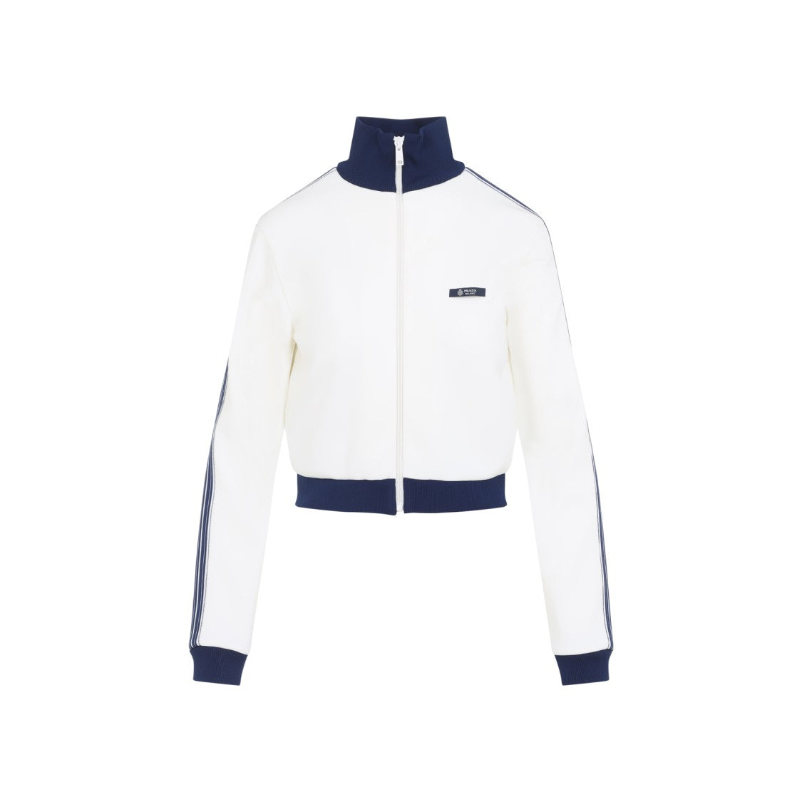 Prada Cropped Polyester Jacket With High Ribbed Collar