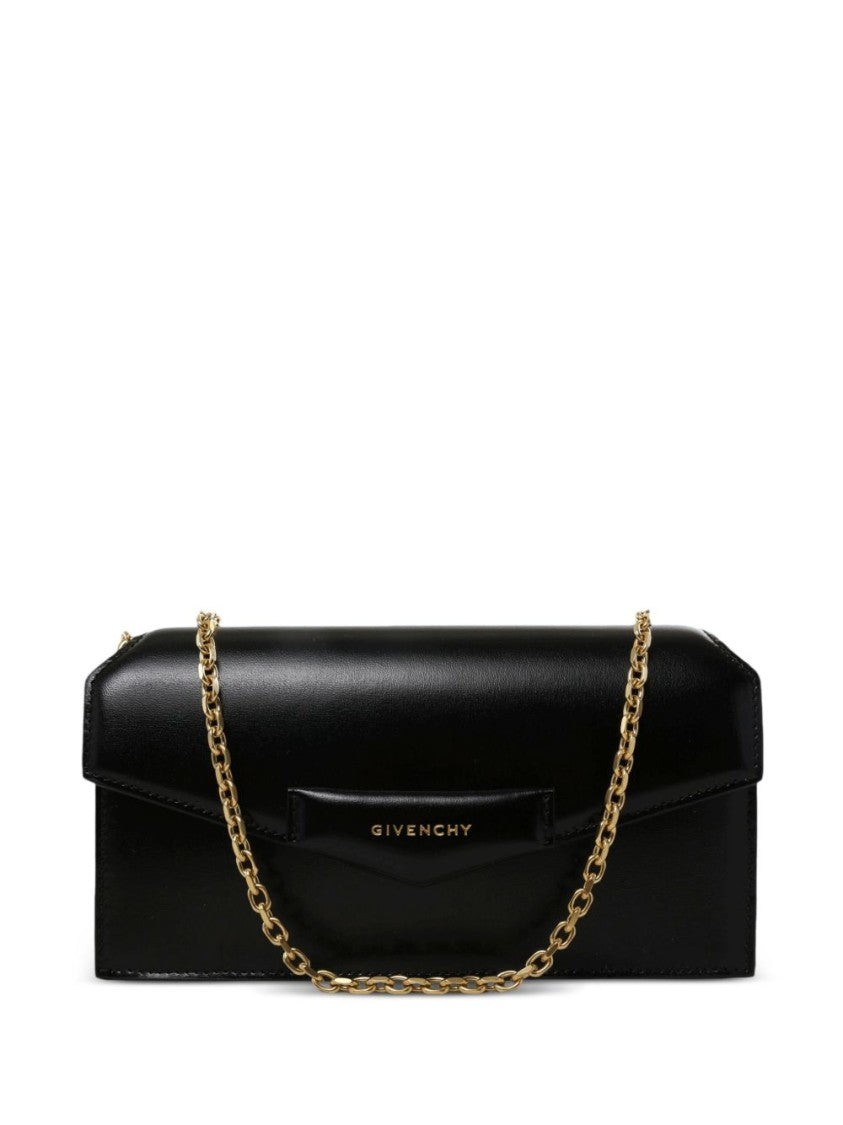 Givenchy Black Sleek Rectangular Gold Chain Shoulder Bag