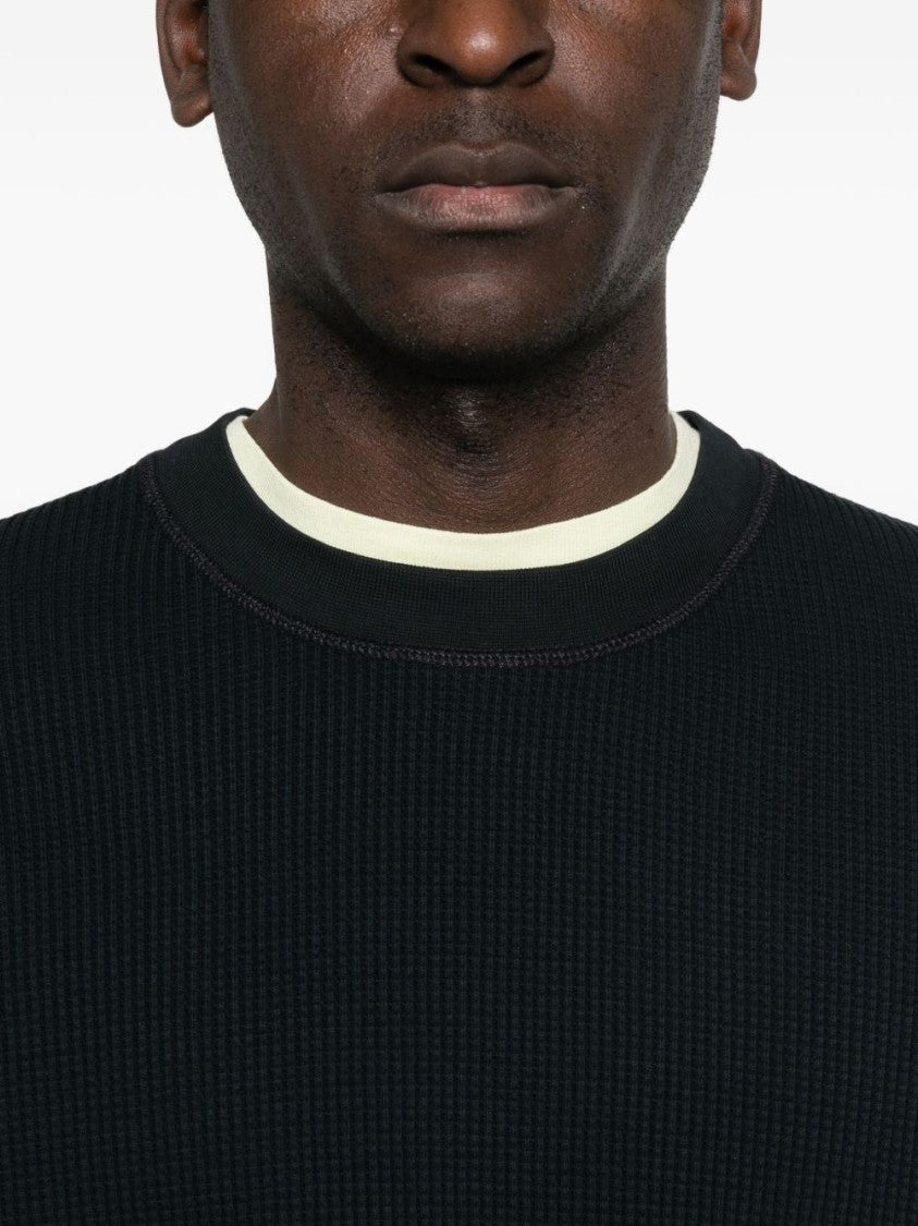 Stone Island Long Sleeve Ribbed Pullover With Distinctive Patch