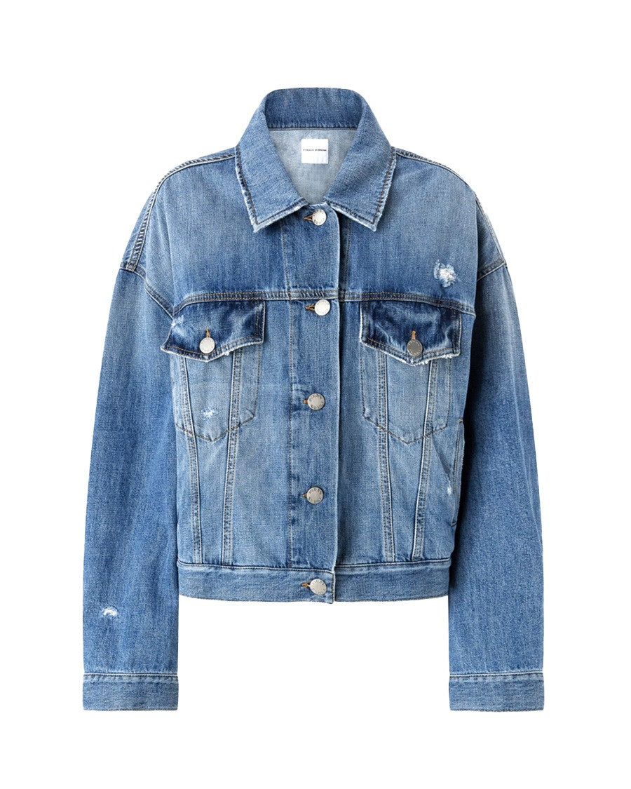 Pinko Blue Gaborone Oversized Cotton Denim Jacket
