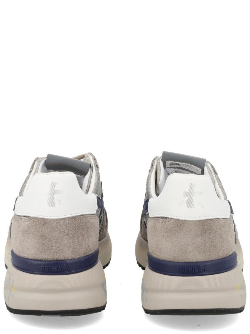 Premiata Mick Mesh Suede Navy Logo Sneakers