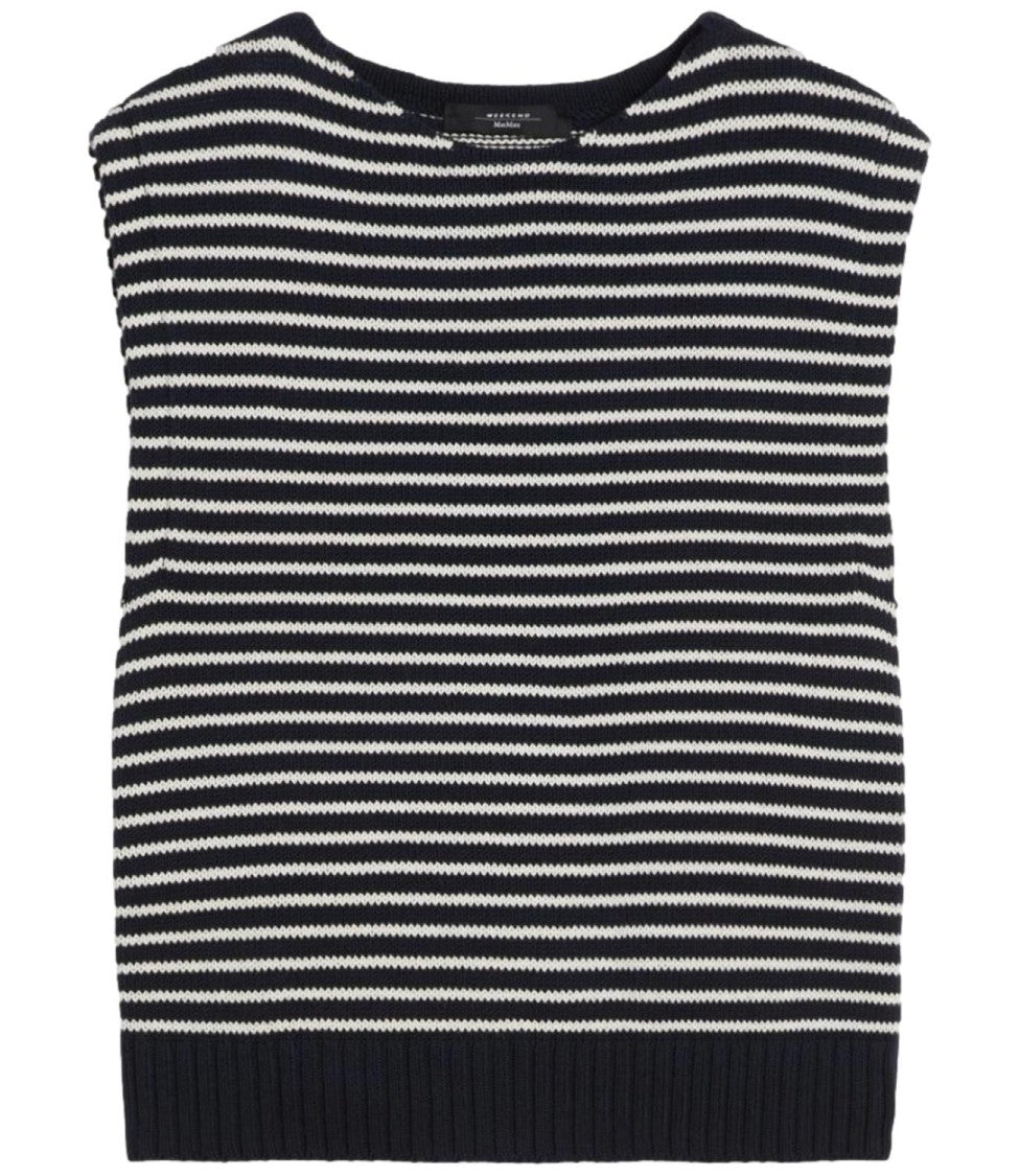 Max Mara Blue Striped Wkdlanda Cotton Vest