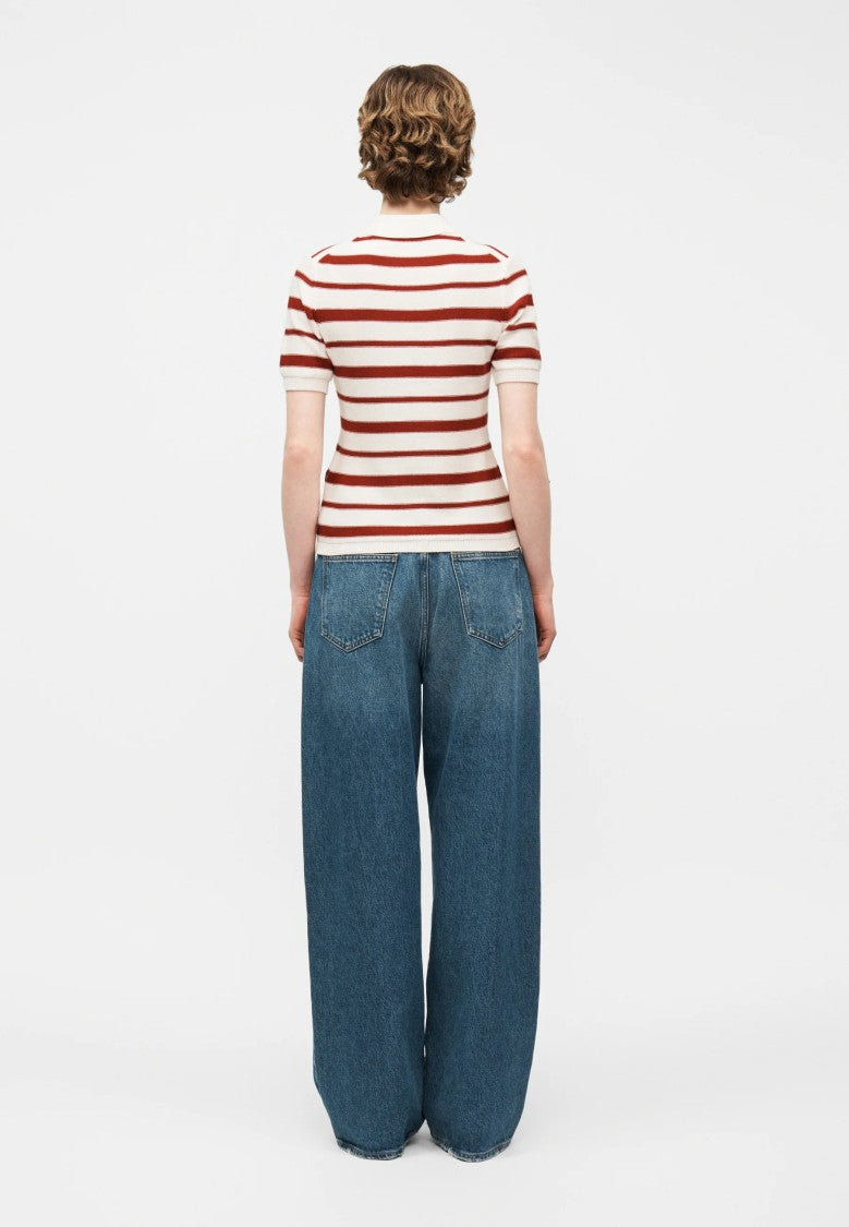 Max Mara White Red Cotton Blend Sweater
