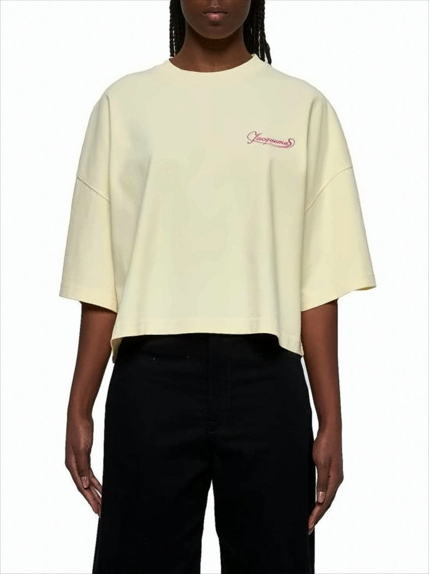 Jacquemus Cropped Relaxed-Fit T-Shirt With Embroidered Logo