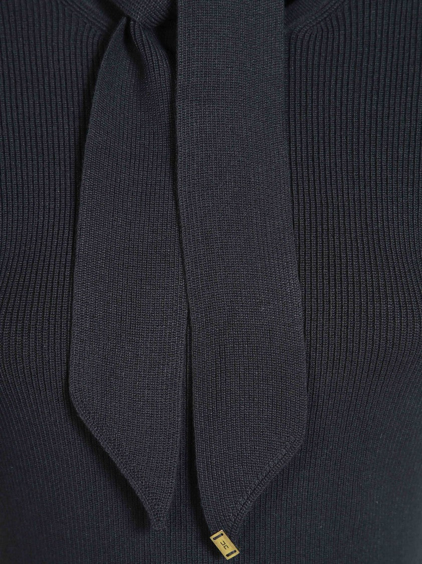 Elisabetta Franchi Fitted Black Knit Mini Dress