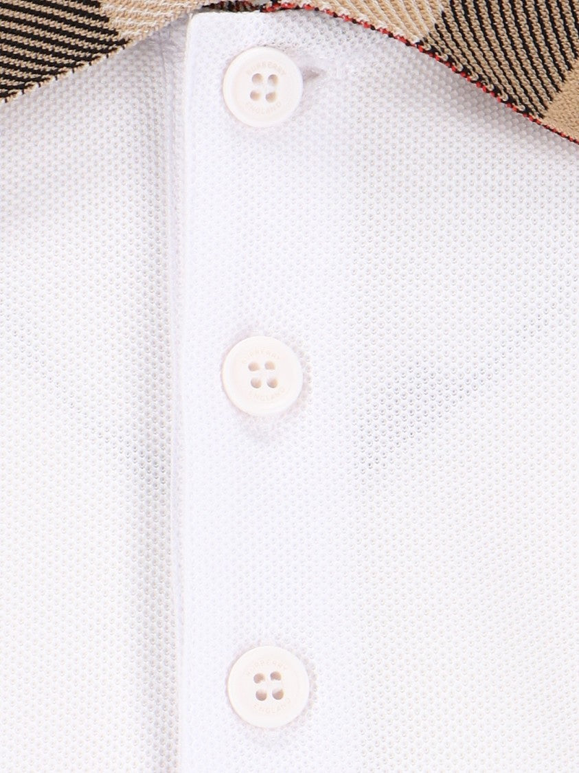 Burberry Check Collar Polo Shirt, In White Cotton