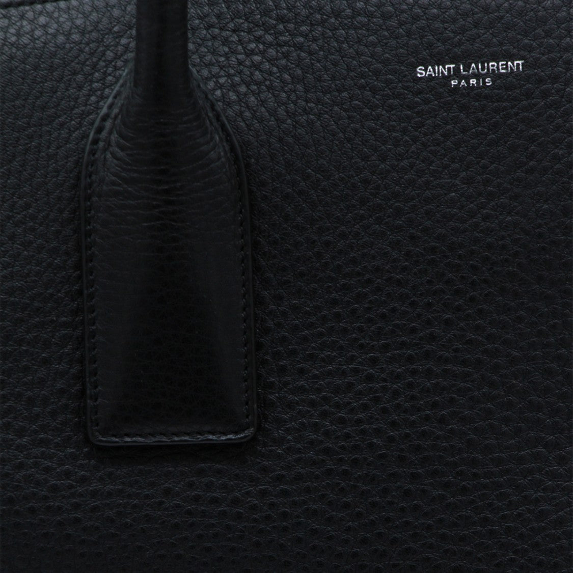 Saint Laurent Structured Black Pebbled Leather Bag